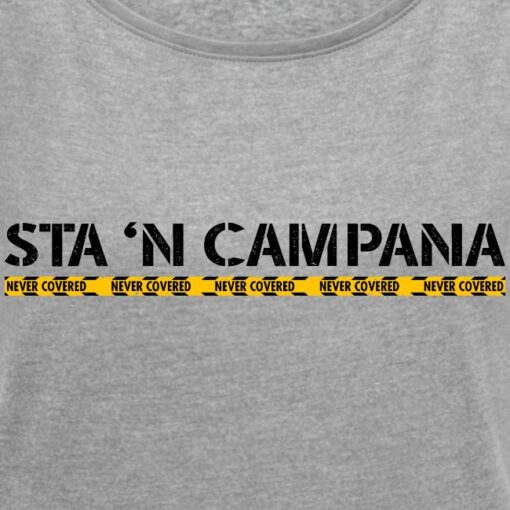 Frasi Romane Sta 'n Campana T-shirt Donna con Risvolti Grigia - particolare