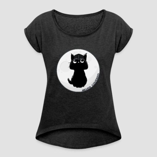 CatVader CatFener T-shirt Donna con Risvolti Grigia