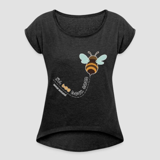 Iìll Bee Back Soon T-shirt Donna con Risvolti Grigia